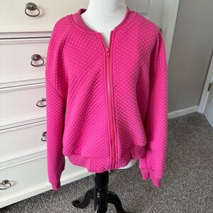 SHEIN Fuchsia Quilted Bomber Jacket